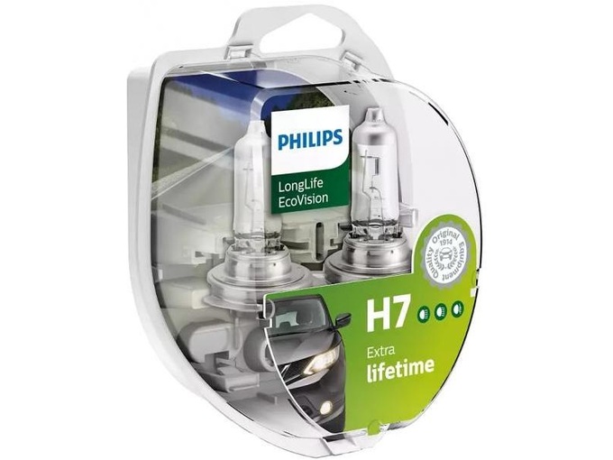 Philips LongLife EcoVision H7 u pakovanju od dve sijalice, oznaka Extra lifetime