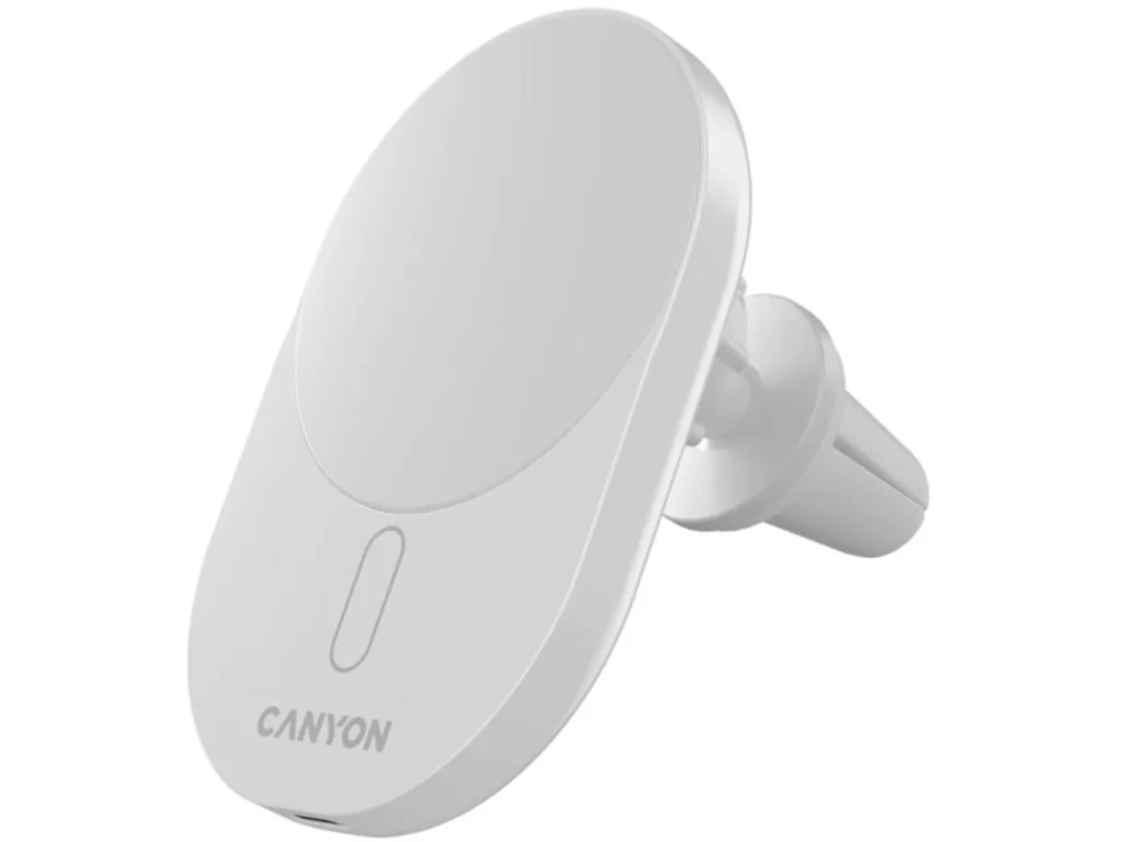 Canyon OnGrip 105 bežični punjač na magnet, bele boje, sa štipaljkom za ventilaciju