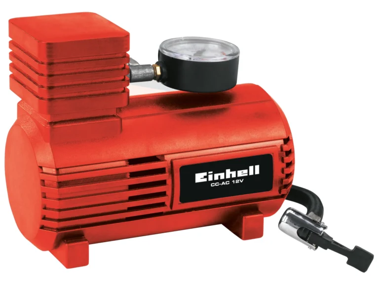 Einhell CC-AC 12V crveni kompresor za gume sa manometrom i crevom za ventil