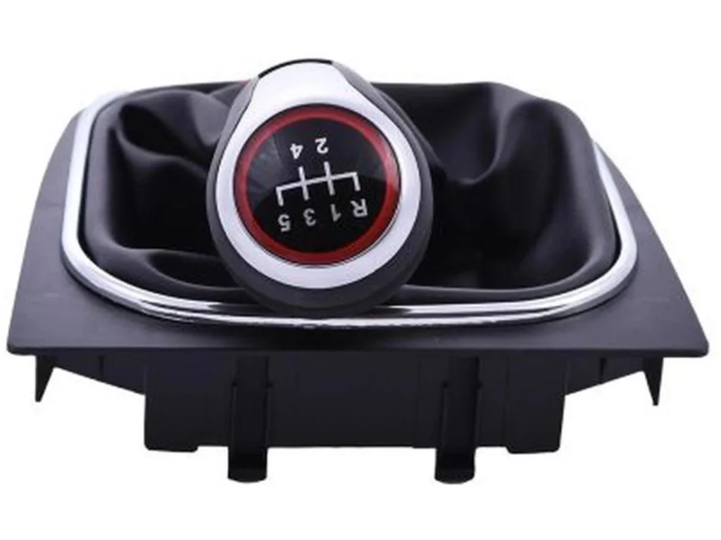 888 Car Accessories ručica menjača sa kožicom za Golf 5 i Jettu, sa crvenim prstenom i hromiranim okvirom