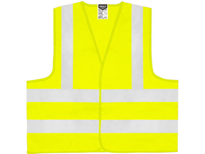 Ingco RV03C fluorescentno žut prsluk sa vodoravnim i uspravnim reflektujućim trakama