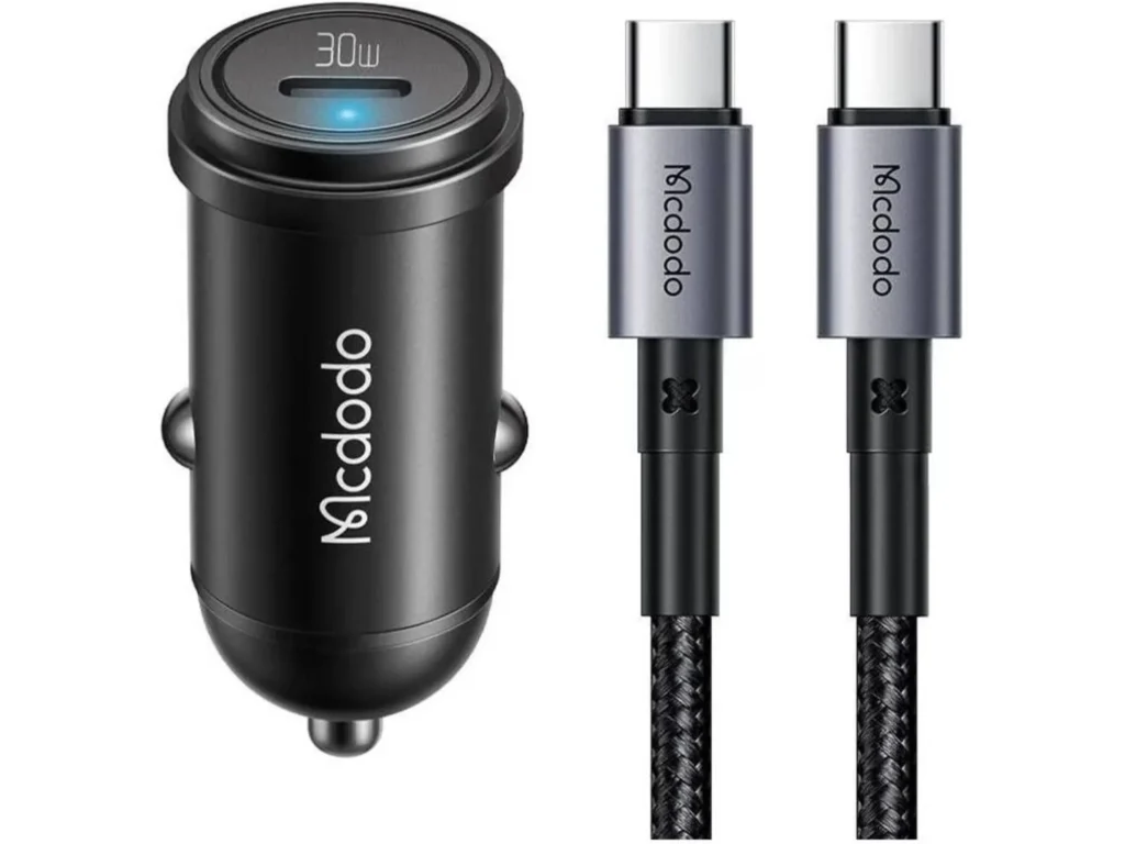 McDodo CC-7493 auto punjač sa jednim USB-C izlazom i pleteni USB-C kabl iz kompleta